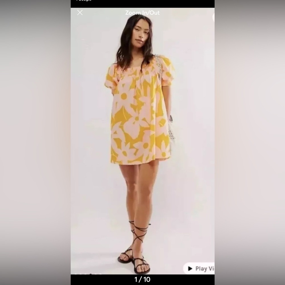 NWOT Free‎ People Mila Printed Mini Dress In Pink & Orange